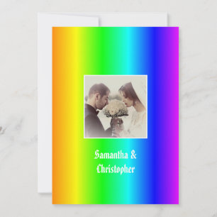 Gay pride wedding photo invitation