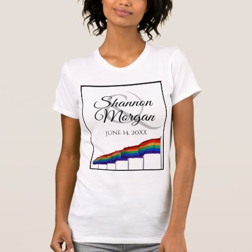 Gay Pride Wedding Rainbow Flags T_Shirt