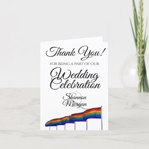 Gay Pride Wedding Thank You Card with Photo