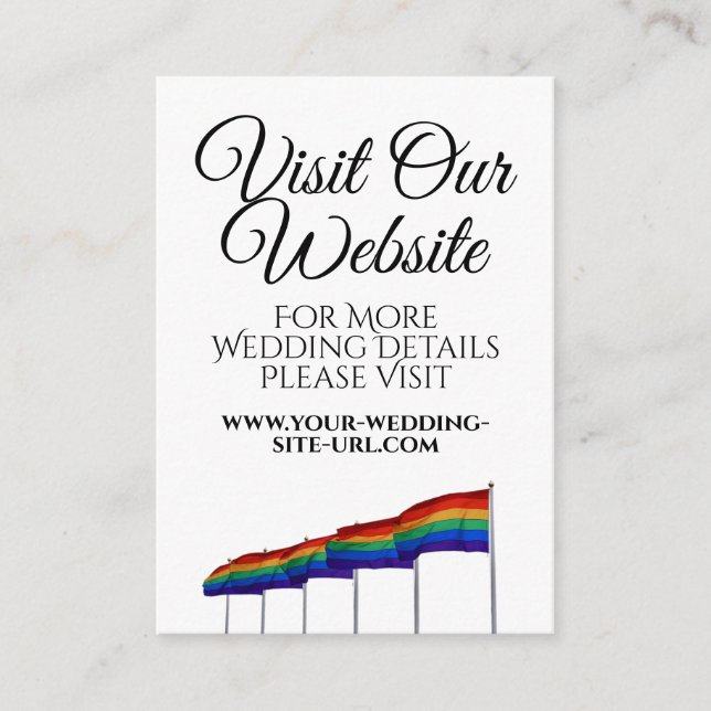 Gay Pride Wedding Visit Our Website Enclosure Card (Front)