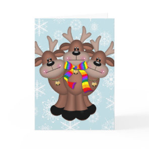 Gay Pride Whimsical Christmas Reindeer Holiday Card