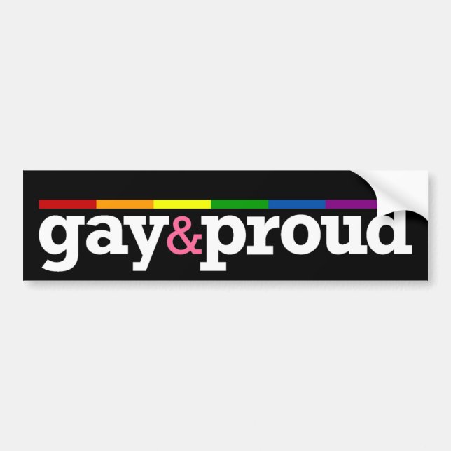 Gay&proud Black Bumper Sticker (Front)