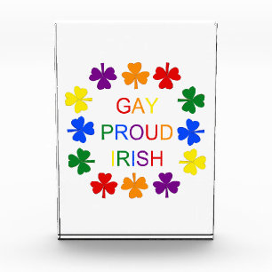 Gay Proud Irish LGBT Rainbow Shamrocks Acrylic Award