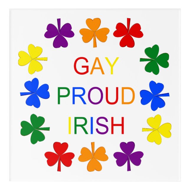 Gay Proud Irish LGBT Rainbow Shamrocks Acrylic Print (Front)