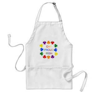 Gay Proud Irish LGBT Rainbow Shamrocks Adult Apron