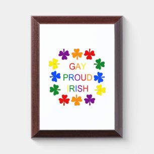 Gay Proud Irish LGBT Rainbow Shamrocks Award Plaque