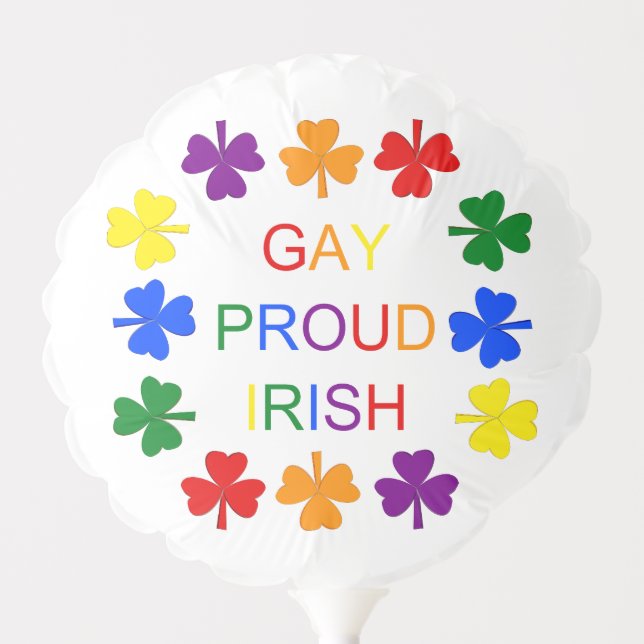 Gay Proud Irish LGBT Rainbow Shamrocks Balloon (Front)