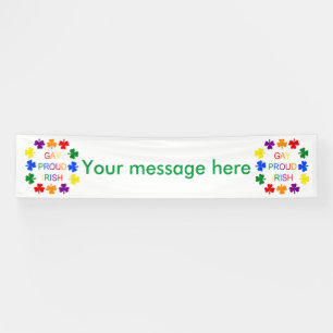 Gay Proud Irish LGBT Rainbow Shamrocks Banner