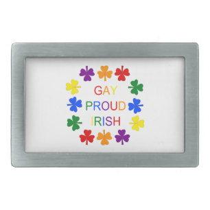 Gay Proud Irish LGBT Rainbow Shamrocks Belt Buckle