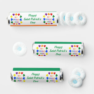 Gay Proud Irish LGBT Rainbow Shamrocks Breath Savers® Mints