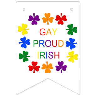 Gay Proud Irish LGBT Rainbow Shamrocks Bunting Flags