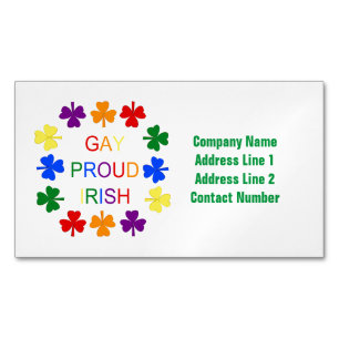 Gay Proud Irish LGBT Rainbow Shamrocks Business Card Magnet