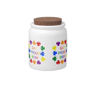 Gay Proud Irish LGBT Rainbow Shamrocks Candy Jar