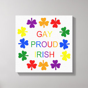 Gay Proud Irish LGBT Rainbow Shamrocks Canvas Print