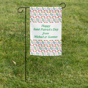 Gay Proud Irish LGBT Rainbow Shamrocks Custom Garden Flag