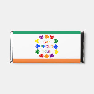Gay Proud Irish LGBT Rainbow Shamrocks Custom Hershey Bar Favors