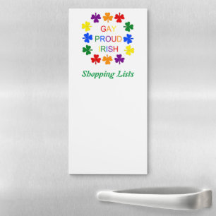 Gay Proud Irish LGBT Rainbow Shamrocks Custom Magnetic Notepad