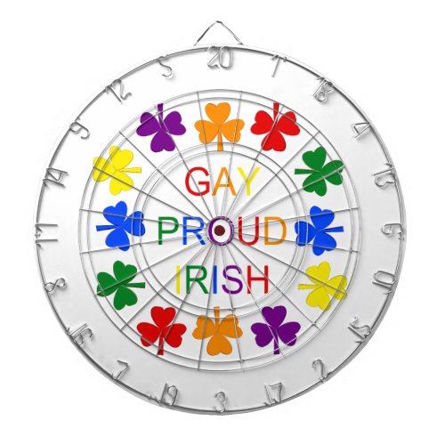 Gay Proud Irish LGBT Rainbow Shamrocks Dart Board