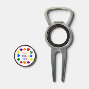 Gay Proud Irish LGBT Rainbow Shamrocks Divot Tool