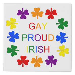 Gay Proud Irish LGBT Rainbow Shamrocks Faux Canvas Print