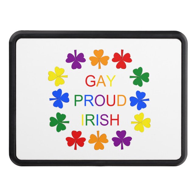 Gay Proud Irish LGBT Rainbow Shamrocks Hitch Cover (Front)