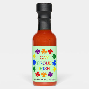 Gay Proud Irish LGBT Rainbow Shamrocks Hot Sauces