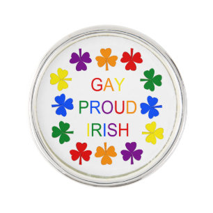 Gay Proud Irish LGBT Rainbow Shamrocks Lapel Pin