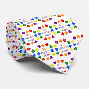 Gay Proud Irish LGBT Rainbow Shamrocks Neck Tie