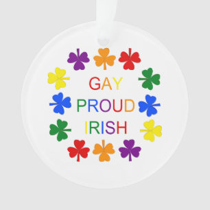 Gay Proud Irish LGBT Rainbow Shamrocks Ornament