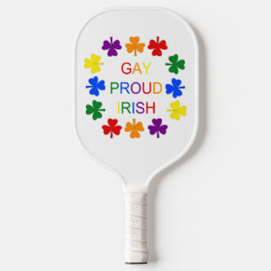 Gay Proud Irish LGBT Rainbow Shamrocks Pickleball Paddle
