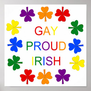 Gay Proud Irish LGBT Rainbow Shamrocks Poster