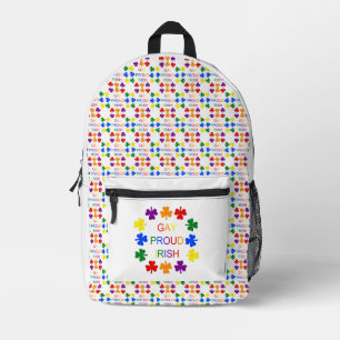 Gay Proud Irish LGBT Rainbow Shamrocks Printed Backpack