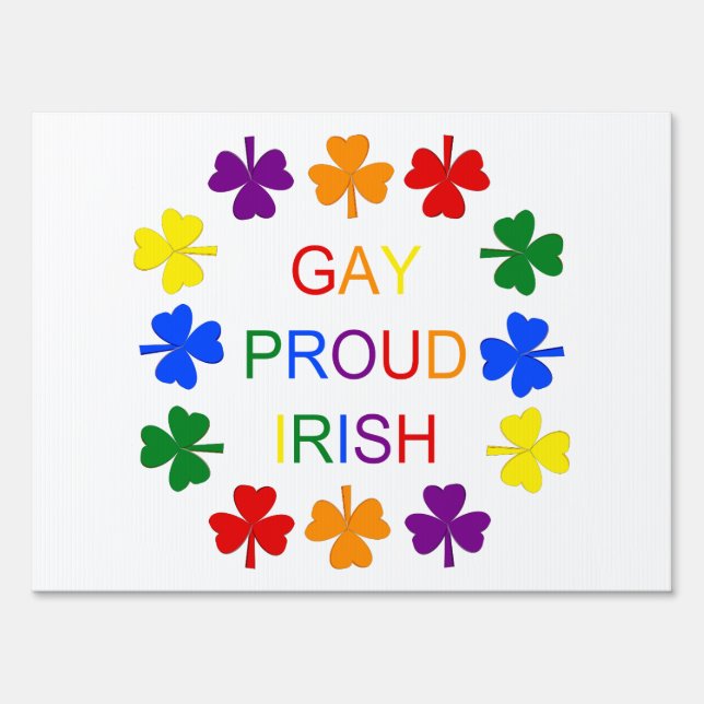 Gay Proud Irish LGBT Rainbow Shamrocks Sign (Front)