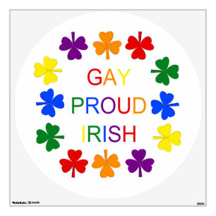 Gay Proud Irish LGBT Rainbow Shamrocks Wall Decal