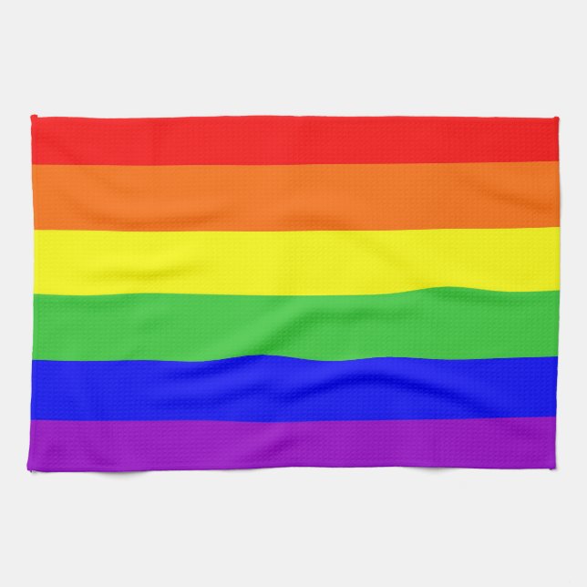gay proud rainbow colors flag homosexual kitchen towel (Horizontal)