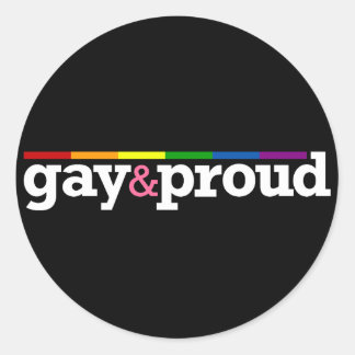 Gay&proud Round Black Sticker
