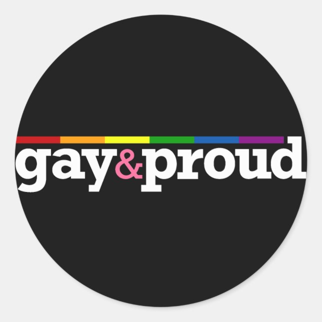 Gay&proud Round Black Sticker (Front)