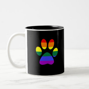 Gay Pup Gay Dog Paw LGBT Pride Lesbian Gift Two-Tone Coffee Mug