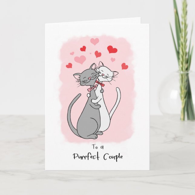 Gay Purrfect Couple Valentines Cute Cats Card (Front)