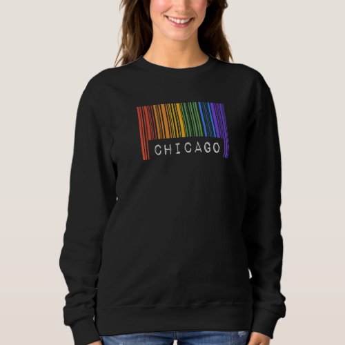 Gay Queer Barcode Pride Chicago Illinois Aesthetic Sweatshirt