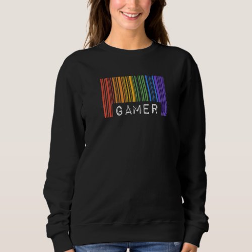 Gay Queer Barcode Pride Gamer Video Games Aestheti Sweatshirt
