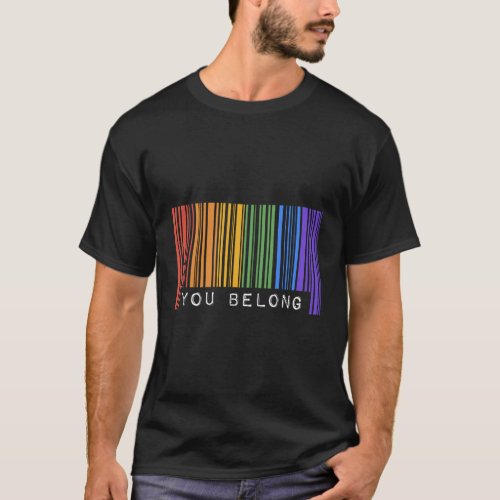 Gay Queer Barcode Pride You Belong Ally Aesthetic  T_Shirt