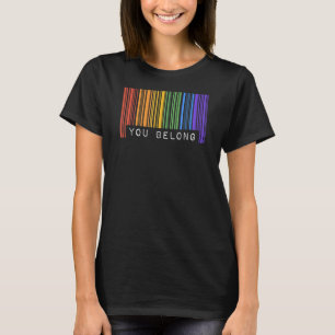 Gay Queer Barcode Pride You Belong Ally Aesthetic T-Shirt