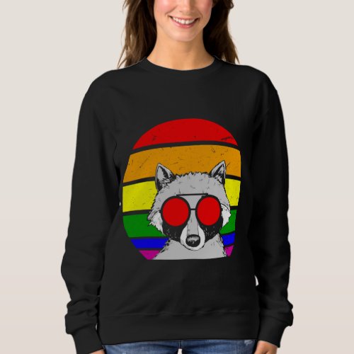 Gay Raccoon Wearing Glasses LGBTQ Pride Flag Sweatshirt