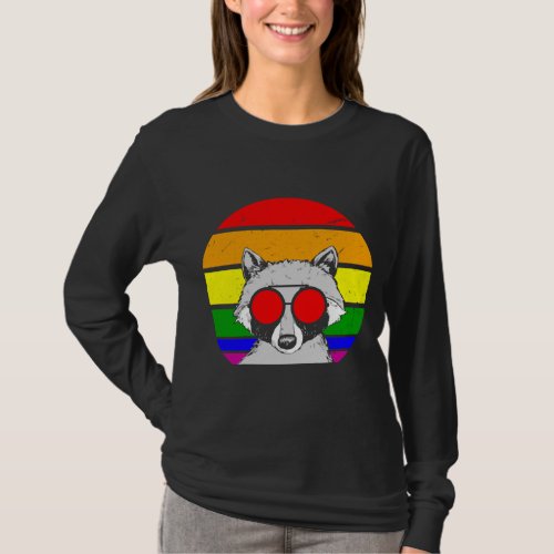 Gay Raccoon Wearing Glasses LGBTQ Pride Flag T_Shirt