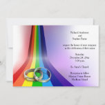 Gay Rainbow And Rings Wedding Invitation at Zazzle