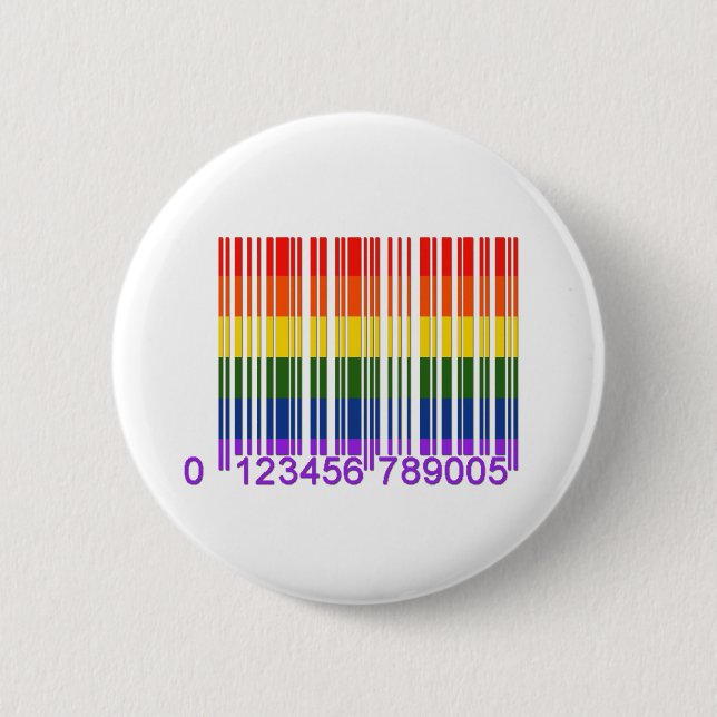 Gay Rainbow Barcode 1 Button (Front)