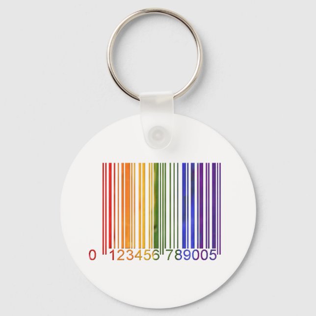 Gay Rainbow Barcode 2 Keychain (Front)