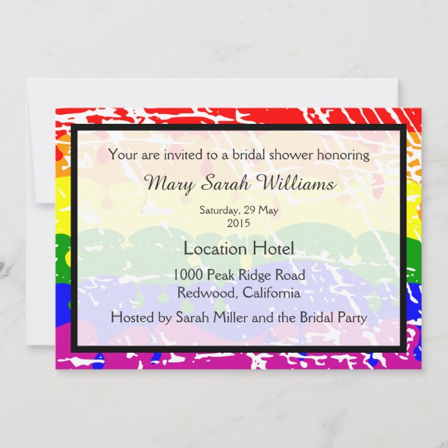 Gay Rainbow Bridal Shower Invitation (Front)