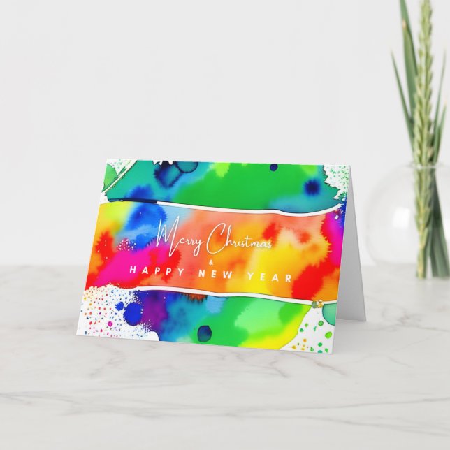 Gay Rainbow Christmas Holiday Card (Front)